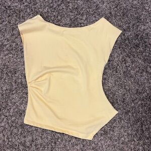Zara Soft Yellow Off the Shoulder Top
